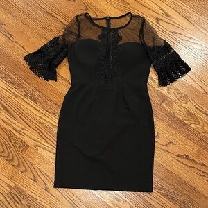 Vici Black Lace Detail Long Sleeve Dress